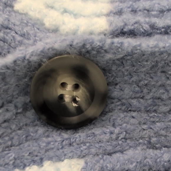 Caslon Cardigan Sweater Chunky Barn Style  Blue Stripe Medium Trending - Picture 5 of 12